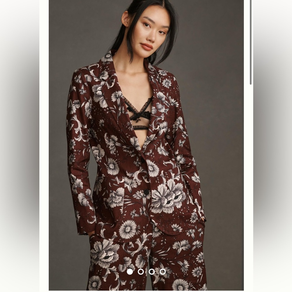 Anthropologie NWT Printed Linen Blazer size 12.